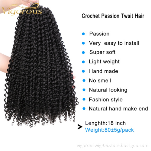 Vigorous 18 Inches 22 Strands/pack Passion Twist Hair Long Ombre Crochet Hair Synthetic Pre looped Fluffy Twists Braiding Hair